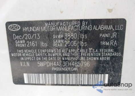 2014 Hyundai Elantra Se из США, поврежденный, VIN 5NPDH4AE3EH465796